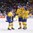 COLOGNE, GERMANY - MAY 20: Sweden's Joakim Nordstrom #42 celebrates with Victor Hedman #77 and Anton Stralman #6 after scoring a third period goal against Finland during semifinal round action at the 2017 IIHF Ice Hockey World Championship. (Photo by Andre Ringuette/HHOF-IIHF Images)

